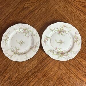 Vtg Haviland Porcelain Rosalinde New York Rosalinde 6.5" Bread Plates USA Set 2